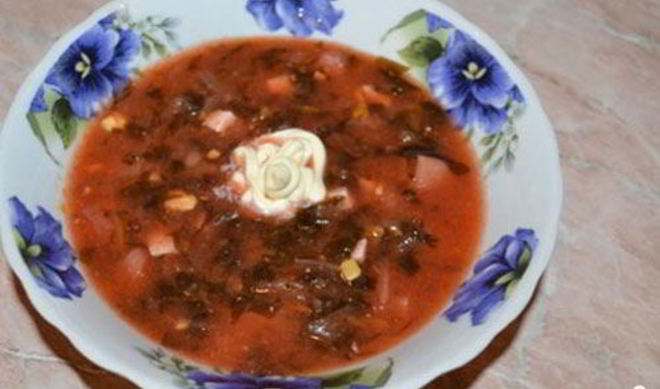 Постный борщ со щавелем