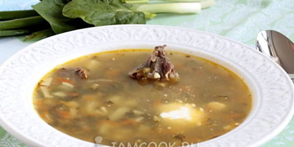 Рецепт зеленого борща с мясом