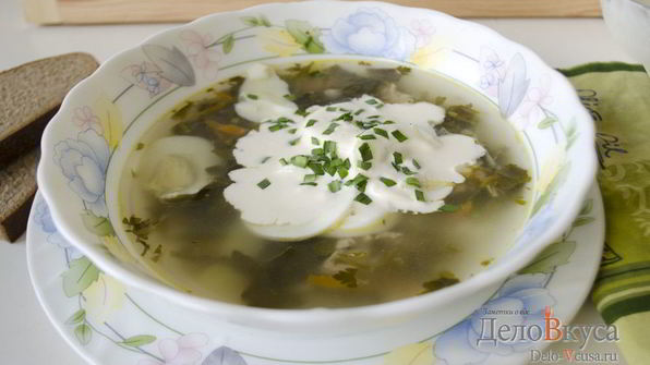 зеленый борщ со щавелем и крапивой