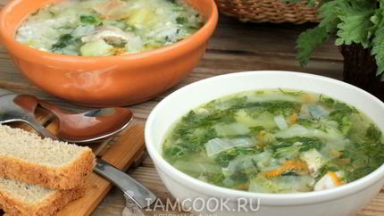 Суп с крапивой на курином бульоне