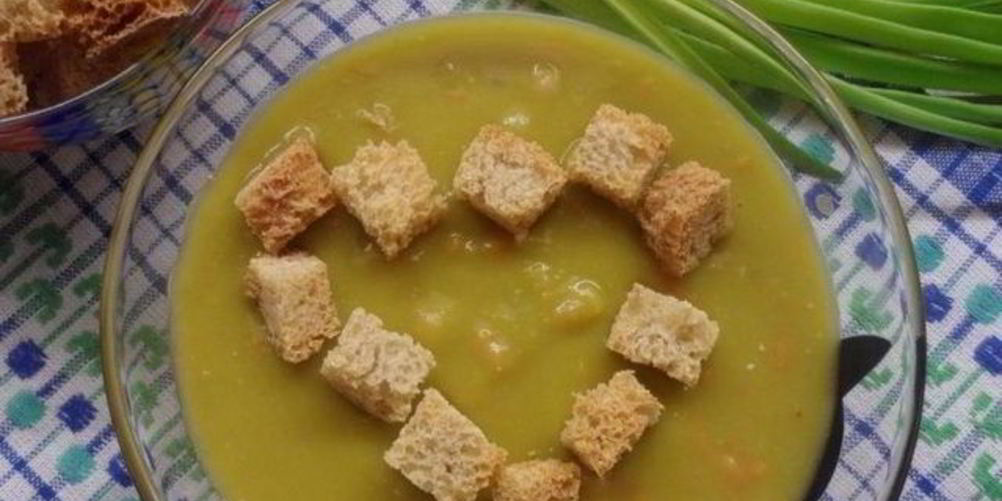 Рецепт горохового супа с гренками