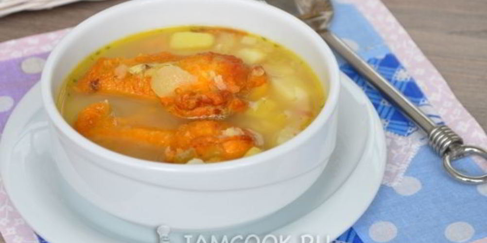 Рецепт горохового супа с копчеными крылышками