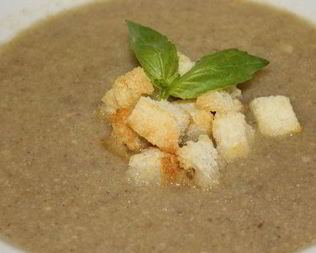 Крем суп из баклажанов с креветками