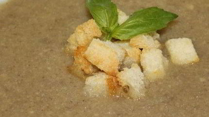 Крем суп из баклажанов с креветками