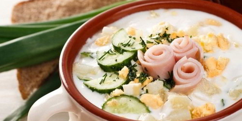 Рецепт летней окрошки с ветчиной