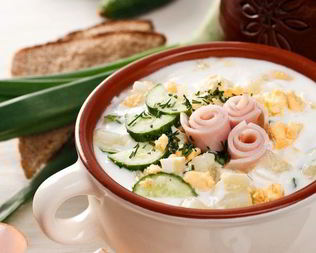 Летняя окрошка с ветчиной