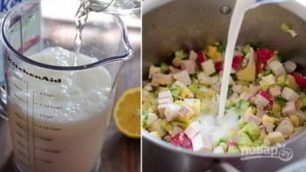 окрошка классическая с колбасой на кефире