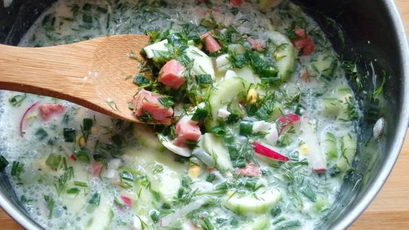 окрошка на газированной минеральной воде