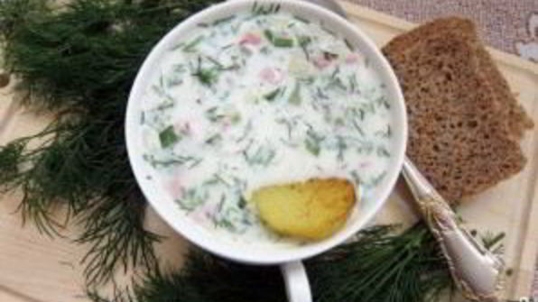 окрошка на кефире и минеральной воде