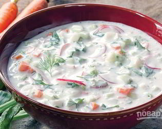 Окрошка на кефире овощная
