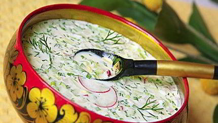 Окрошка на кефире с редисом