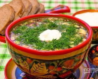 Окрошка на квасе с колбасой