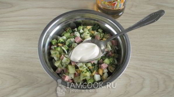 окрошка на воде с майонезом и уксусом