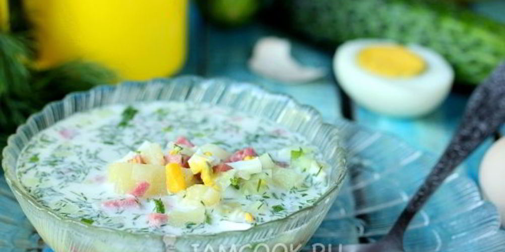 Рецепт окрошки на воде с сервелатом