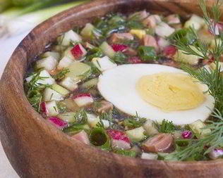 Окрошка с колбасой на пиве