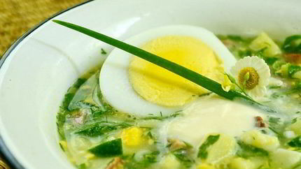 Окрошка с куриным филе и бульоном