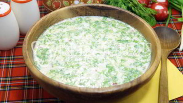 окрошка с курицей на квасе