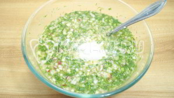 окрошка с курицей на квасе