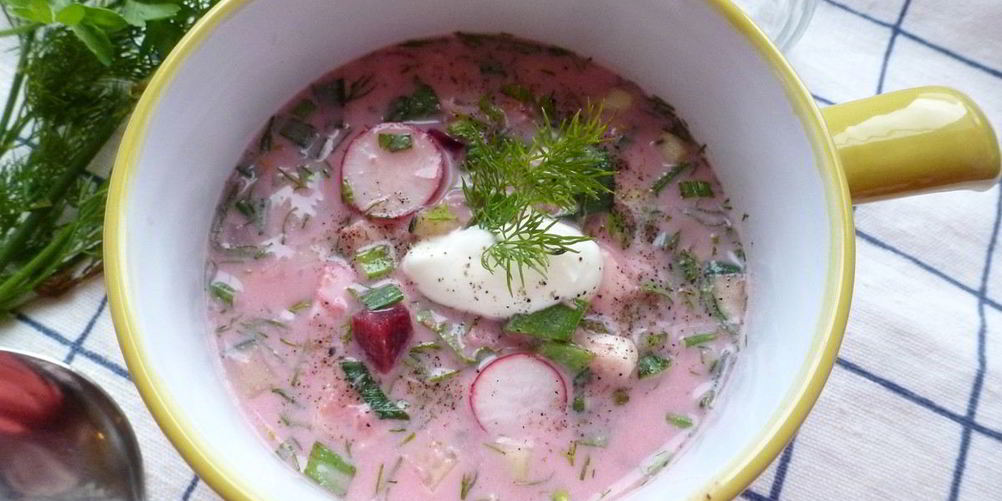 Рецепт окрошки со свеклой и курицей