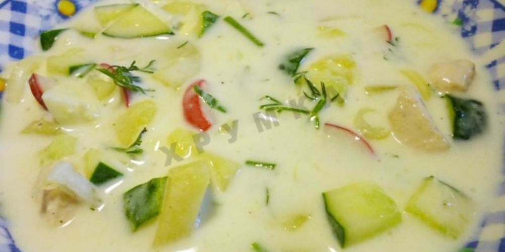 Рецепт вкусной окрошки с курицея ны кефире