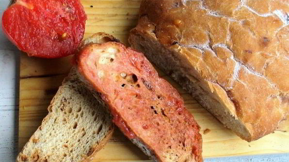 овощной, летний супчик с томатно-чесночными гренками