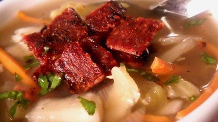 Овощной суп с беконом