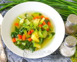 Овощной суп с сельдереем и шпинатом