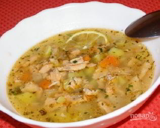 Овощной суп с семгой