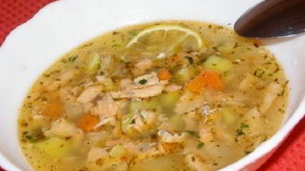 Овощной суп с семгой