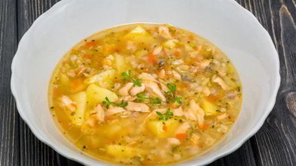 Рассольник с красной рыбой