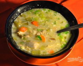 Рассольник с курицей и перловой крупой