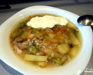 Рассольник с курицей в мультиварке