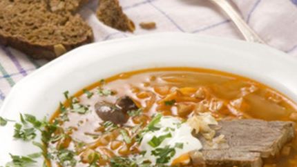 Щи из оленины с грибами