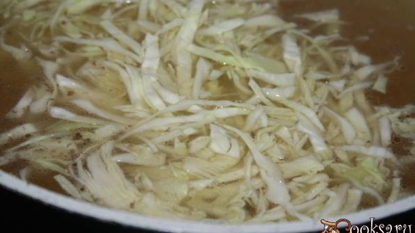 щи со свежей капустой, индейкой и острыми колбасками