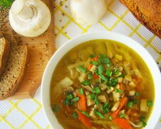 Свежие щи с грибами