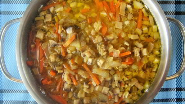 свежие щи с грибами