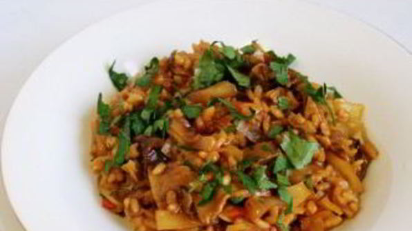 грибная солянка с рисом и капустой