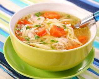 Суп с домашней рисовой лапшой