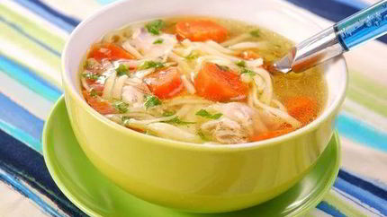 Суп с домашней рисовой лапшой