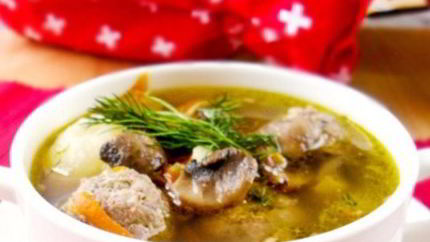 Суп с грибами и фасолью