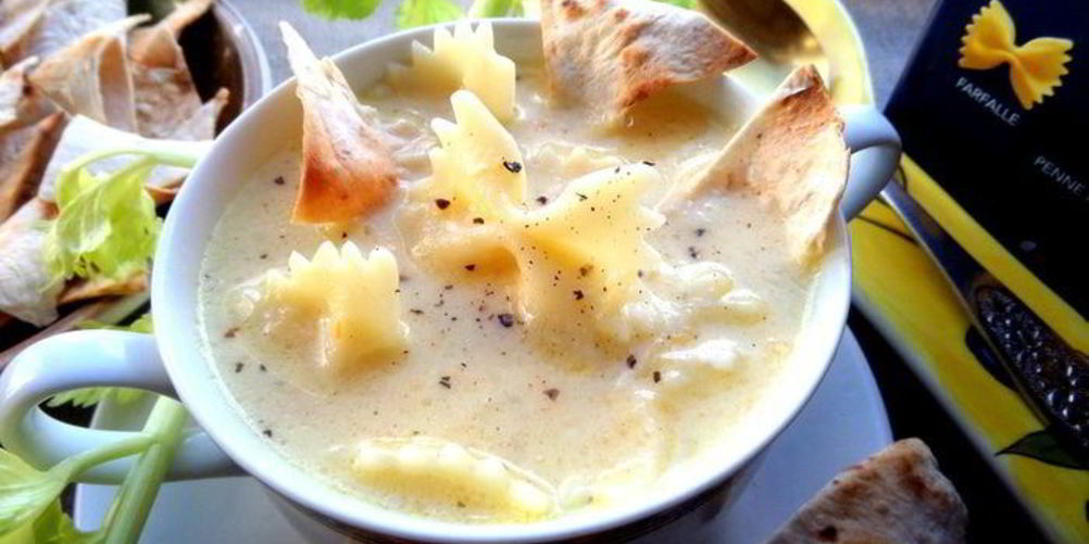 Рецепт сырно-макаронного суп и чипсы из лаваша