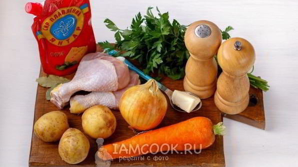 сырный суп из плавленного сыра с курицей