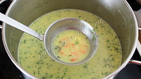 сырный суп пюре с креветками