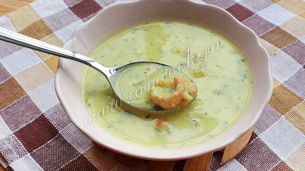 сырный суп пюре с креветками