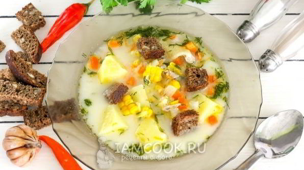 сырный суп с гренками