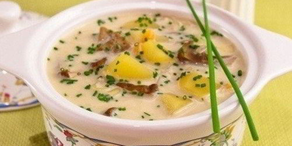 Рецепт сырного супа с картофелем и белыми грибами