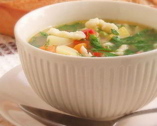 Сырный суп с клецками из кабачка