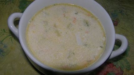 Сырный суп с морепродуктами