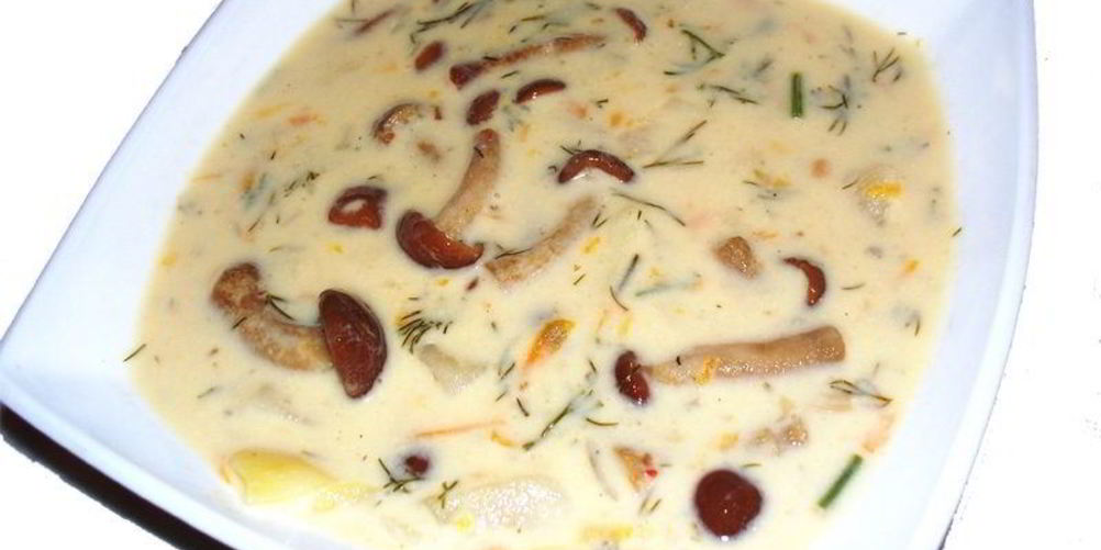 Рецепт сырного супа с опятами