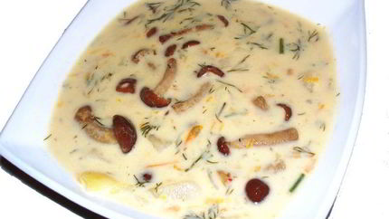 Сырный суп с опятами